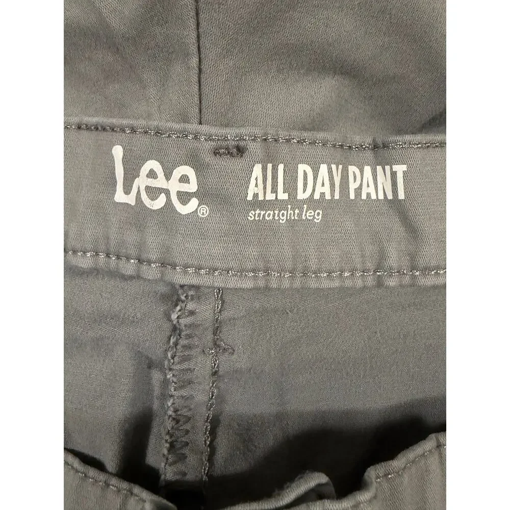 Lee All Day Women's Straight Leg Pants Grey Chino Stretch Medium Size 12 Classic - Picture 3 of 14